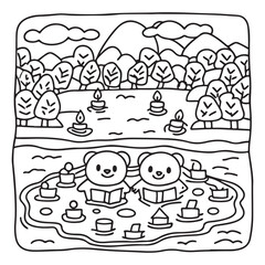 Little Cuddles – Bold and Easy Coloring Pages | Fun & Adorable Designs | Line art vector illustration | Cute and Comfy Coloring Page | Little Cuddles Animal coloring page