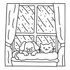 Little Cuddles – Bold and Easy Coloring Pages | Fun & Adorable Designs | Line art vector illustration | Cute and Comfy Coloring Page | Little Cuddles Animal coloring page