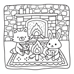 Little Cuddles – Bold and Easy Coloring Pages | Fun & Adorable Designs | Line art vector illustration | Cute and Comfy Coloring Page | Little Cuddles Animal coloring page | Print