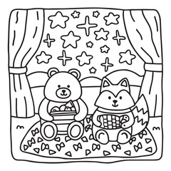 Little Cuddles – Bold and Easy Coloring Pages | Fun & Adorable Designs | Line art vector illustration | Cute and Comfy Coloring Page | Little Cuddles Animal coloring page | Print