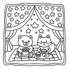 Little Cuddles – Bold and Easy Coloring Pages | Fun & Adorable Designs | Line art vector illustration | Cute and Comfy Coloring Page | Little Cuddles Animal coloring page | Print