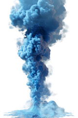An abstract image of a towering cloud of blue smoke