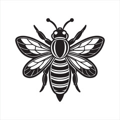 Honeybee silhouette vector illustration logo sticker