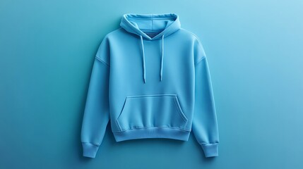 Cool ocean blue women crop hoodie jumper, oversized boxy fit fashion mockup, isolated on solid pastel background,
