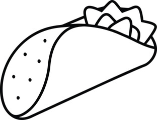 burrito icon line art vector illustration on transparent background