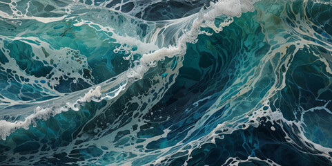 Abstract wavy water ocean background. Abstract ocean splashing waves.

