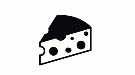 Cheese Icon. Vector isolated editable black and white linear illustration of a piece of Cheede.