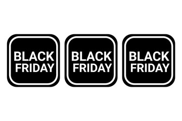 Black Friday Sale Icon PNG – Bold Square Labels for Promotions Transparent