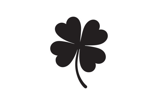 four leaf clover silhouette vector art illustration on white background