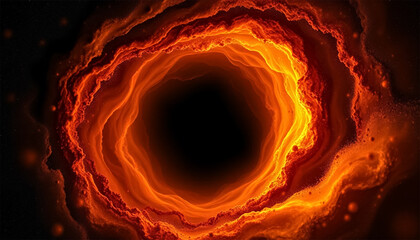 A glowing orange flaming dark hole background