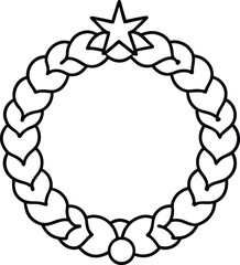 christmas wreath icon line art vector illustration on transparent background	