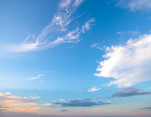 Obraz premium Colourful Beautiful blue sky with cloud formation background