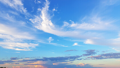 Fototapeta premium Colourful Beautiful blue sky with cloud formation background