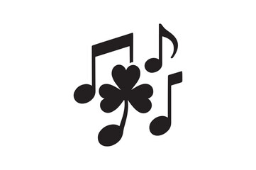 irish music notes silhouette vector art illustration on white background