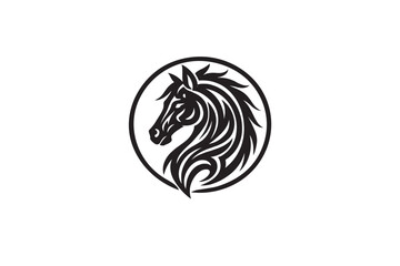 Horse circle tribal tattoo art silhouette on white background.01