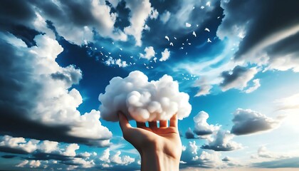 hand reaching out to sky