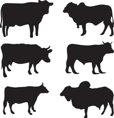 cow action silhouette vector design unique