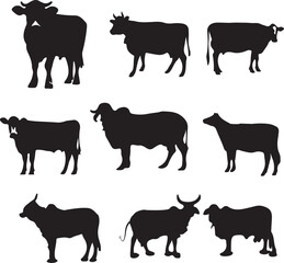 cow action silhouette vector design unique