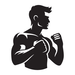 boxer vector silhouette clip art logo design illustration