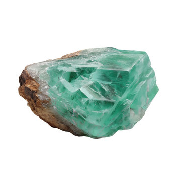 raw green beryl crystal mineral isolated on white or transparent background 