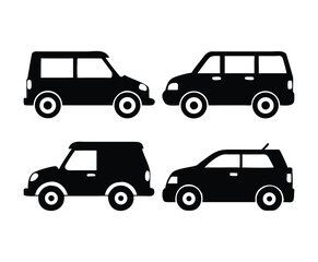 Sleek Black Car Silhouette Vector Set for Vehicle and Transportation Design Ideas