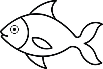 Obraz premium fish icon line art vector illustration on transparent background