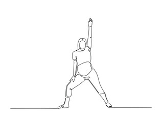 Continuous one line drawing of pregnant mother practicing yoga. Pregnant yoga outline illustration. Editable vector.