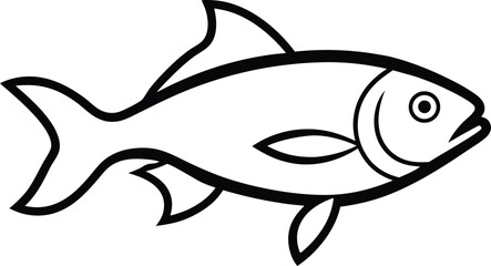 Obraz premium fish icon line art vector illustration on transparent background