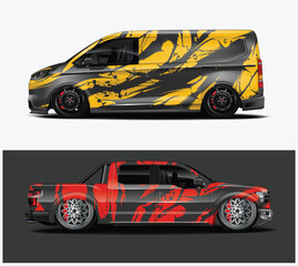 Custom Van and Truck Designs with Abstract Paint Splatter Wraps