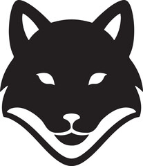 Arctic Fox's face Icon or Logo silhouette Vector Image with white background