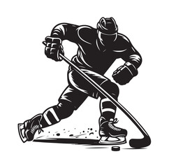 Ice hockey arena player shooting Competitive Team Intense Game. professional forward player