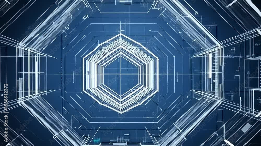 Wall mural abstract futuristic digital background with geometric patterns and lines creating a tech environment