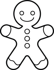gingerbread man icon line art vector illustration on transparent background