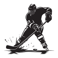 Ice hockey arena player shooting Competitive Team Intense Game. professional forward player