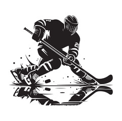 Ice hockey arena player shooting Competitive Team Intense Game. professional forward player