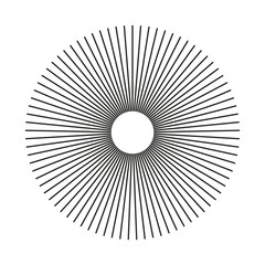 Star sun rays, burst. Spokes grid with radiating stripes. Round radial radiation lines. Circulars lines beams. Abstract geometric shape pattern.