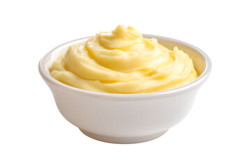 Creamy yellow spread in a white bowl delicious dessert or condiment
