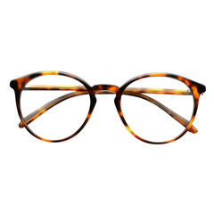 A pair of glasses with a brown frame and a brown lens