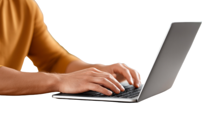 A person is typing on a laptop computer