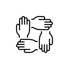 Vector line icon related to community and teamwork. Perfect Line. Editable Stroke.
