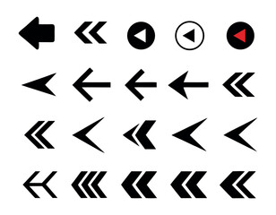 Arrows, Black Arrow Icons, Diverse Set of Black Arrow Icons for Design and UI, set featuring various arrow shapes and play icons, all in solid black, arrow, icon, UI, graphic design, vector, navigatio