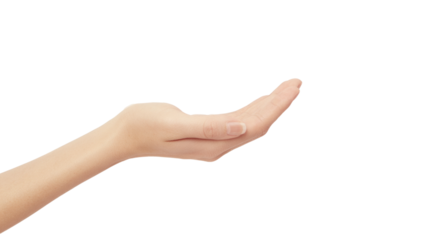 A hand is shown in a white background, with the fingers spread wide open