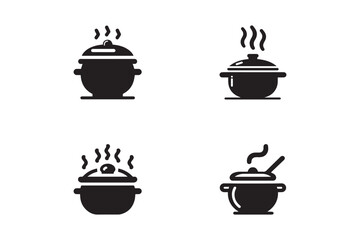 Set of hotpot silhouette on white background. Hotpot dish vector icon