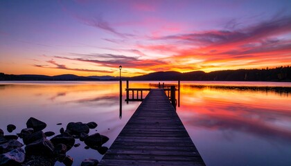Fototapeta premium Nice view of Sunset over the lake