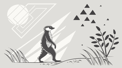 Abstract grayscale geometric brush stroke design