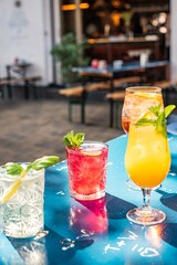 Colorful Summer Cocktails on Table