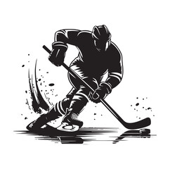 Ice hockey arena player shooting Competitive Team Intense Game. professional forward player