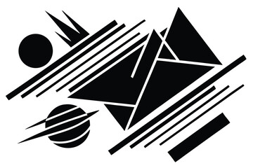 Abstract grayscale geometric brush stroke design