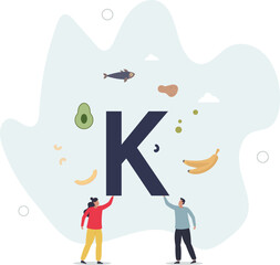 Potassium in food as natural mineral source for health.Healthy eating with organic nutrients and vitamins. character life .