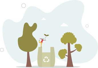 Bioplastics usage for sustainable bio packaging materials.Nature friendly and environmental product package with recyclable plastic . character life .